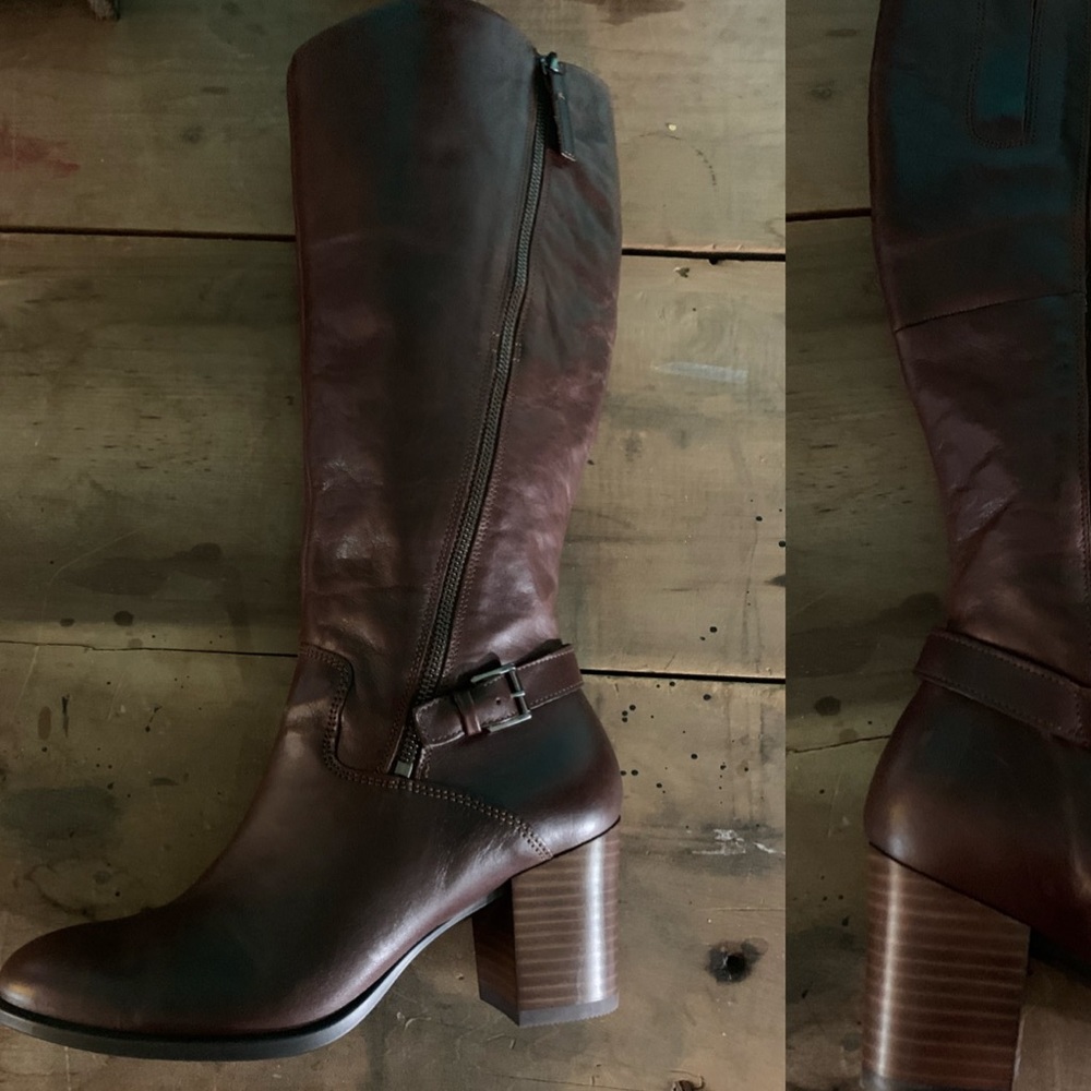 NWOT SIZE 10 - ECCO Leather Shape 55 Stacked Heel Tall Boot - Picture 3 of 11